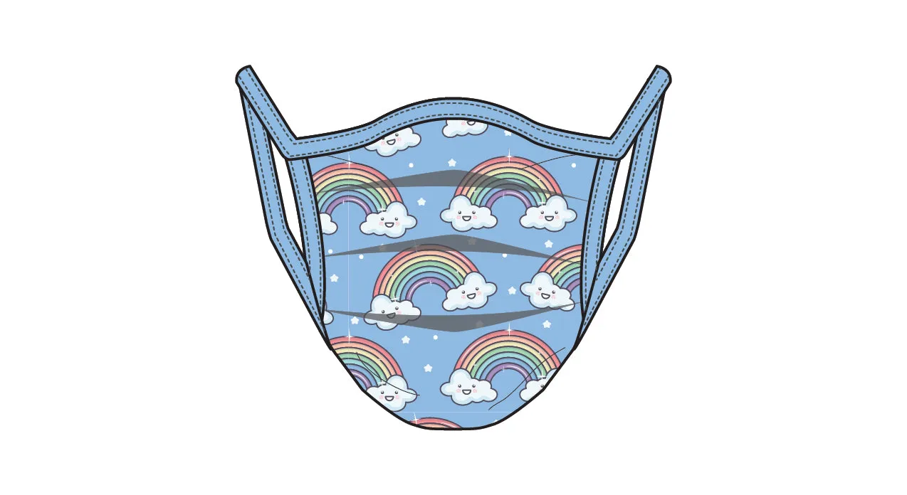 PRINTED RAINBOW - KIDS - ACCORDION PROTECTIVE MASK