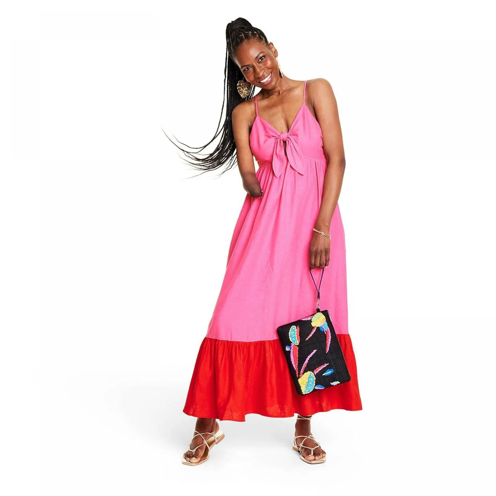 Private Label Women's Sleeveless Tie-Front Midi Dress 453Z5G
