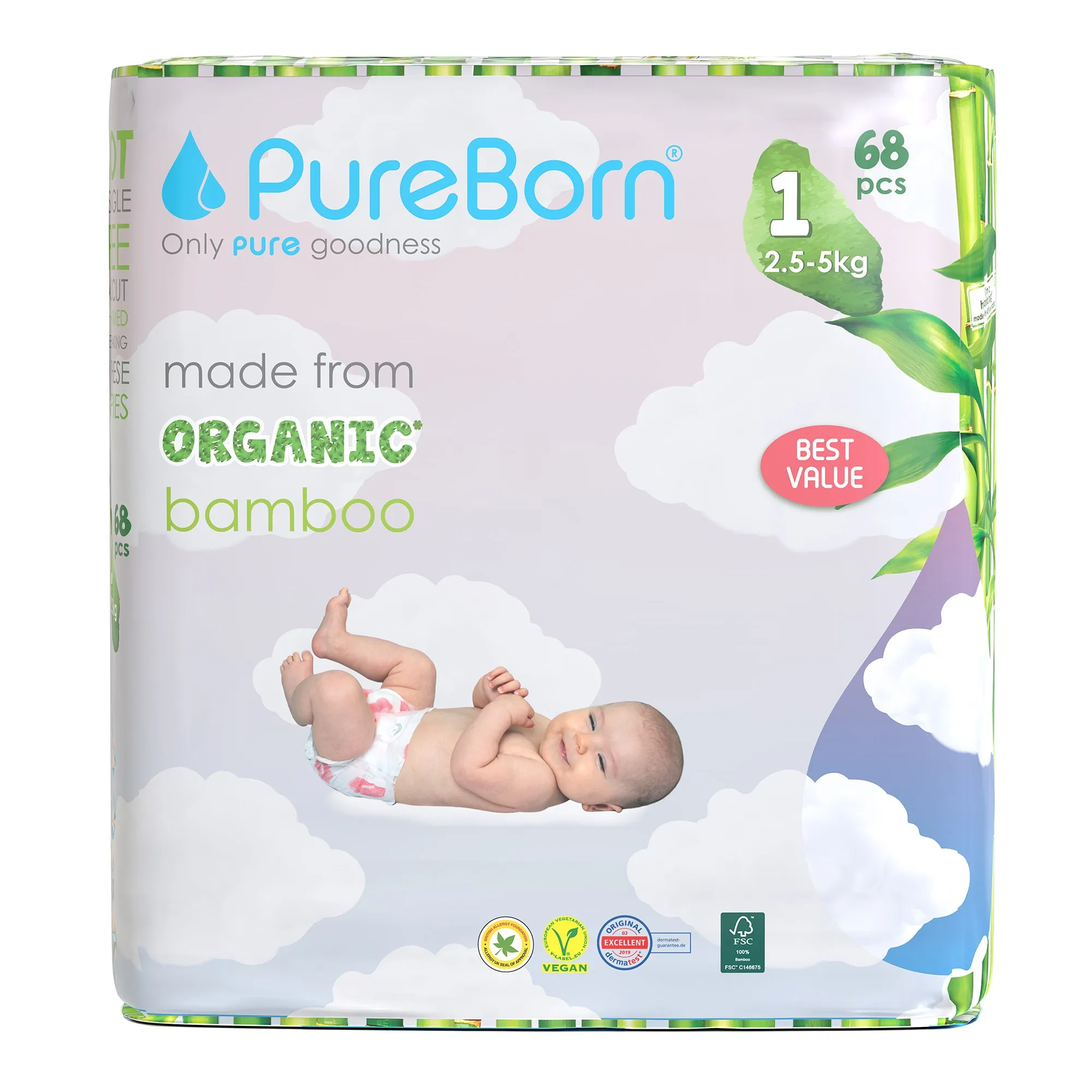 Pureborn Nappies Size 1