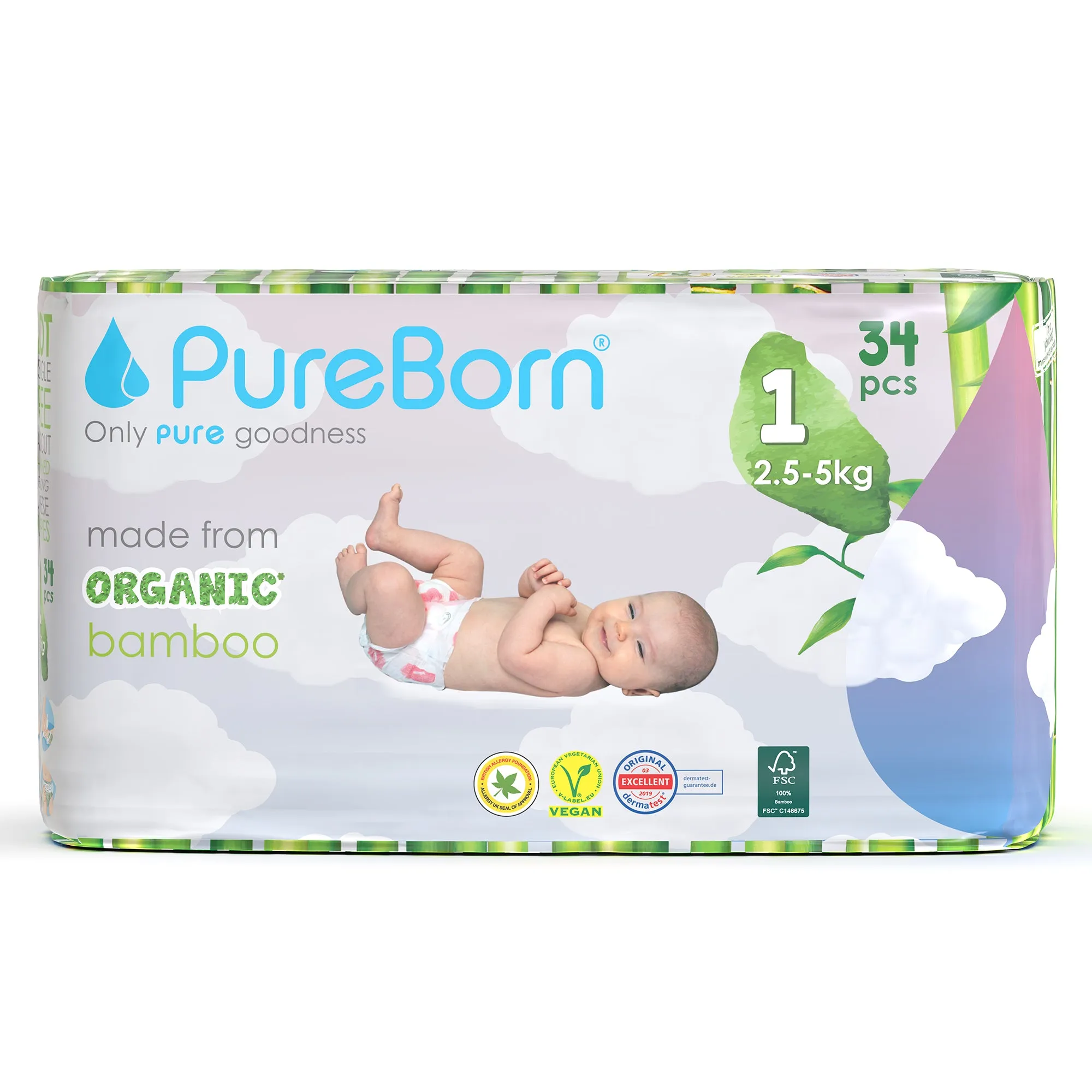 Pureborn Nappies Size 1