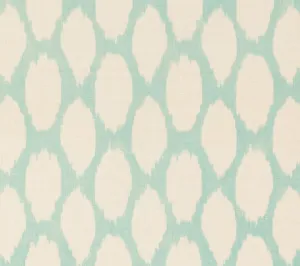 Quadrille Fabric: Adras Reverse - Custom Light Turquoise on Tinted 100% Linen