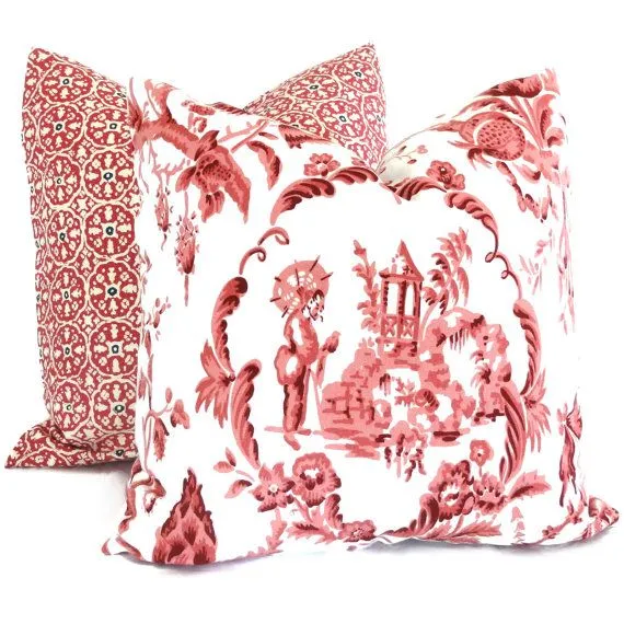 Quadrille Fabric: Madame Butterfly - Custom Eggplant on White Linen / Cotton
