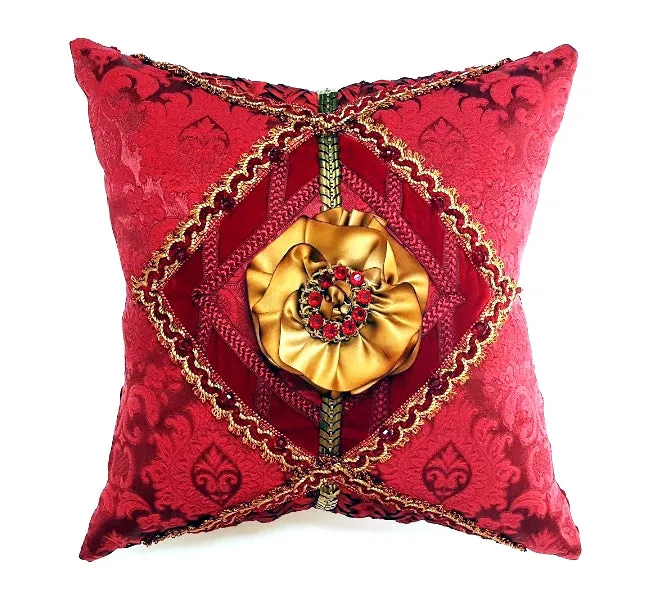 "The Scarlett" Mixed Media Art Pillow