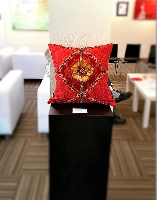 "The Scarlett" Mixed Media Art Pillow