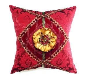 "The Scarlett" Mixed Media Art Pillow