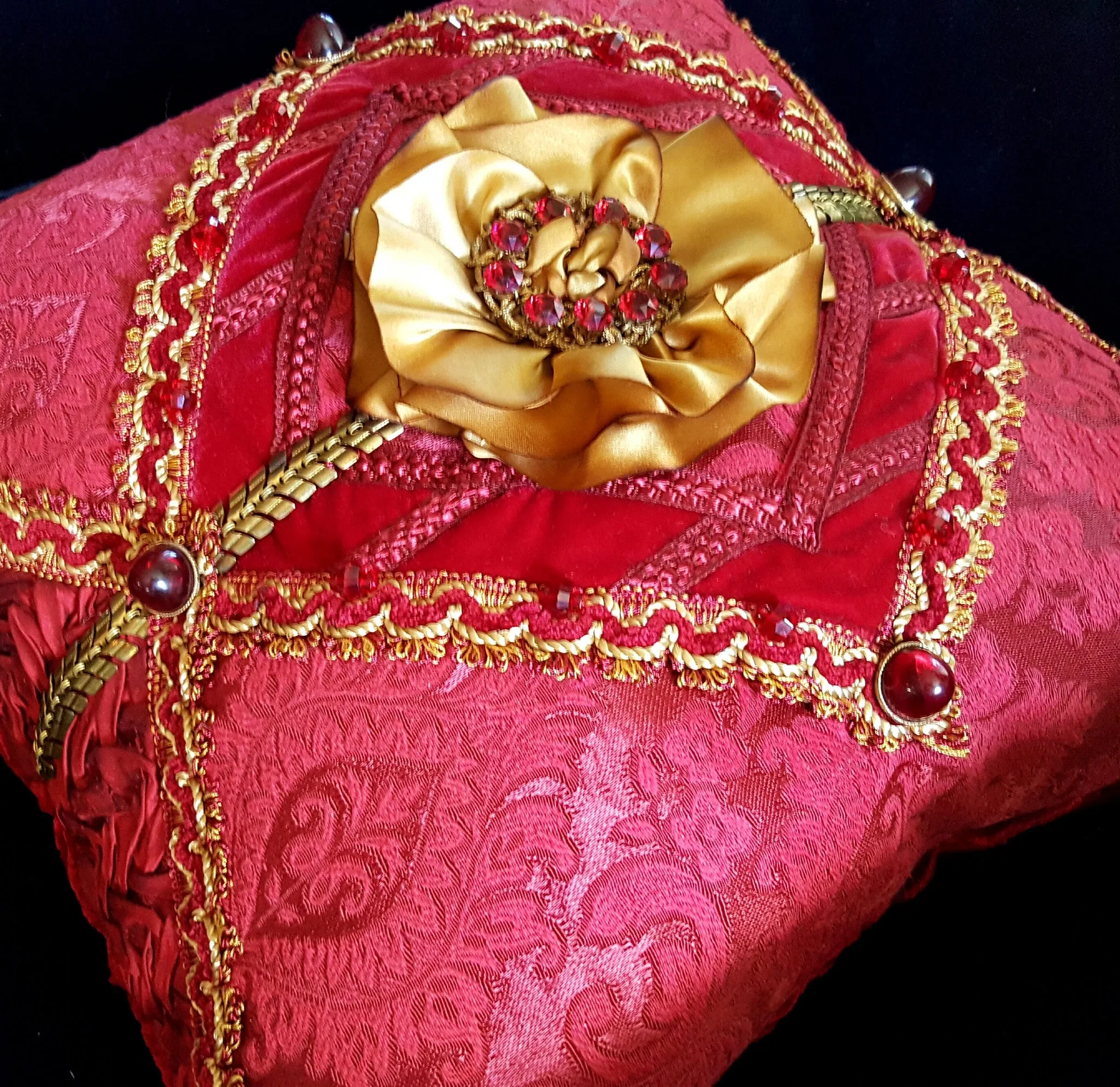 "The Scarlett" Mixed Media Art Pillow