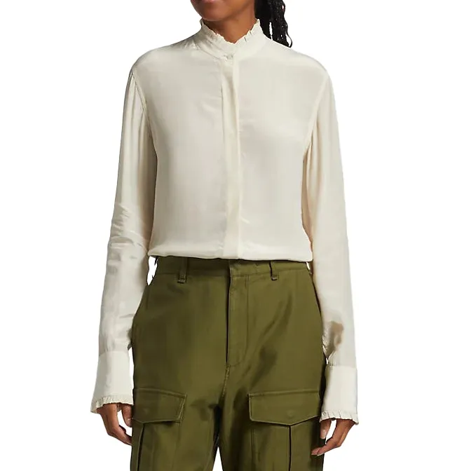 Rag & Bone Jordan Silk Ruffle Trim Blouse
