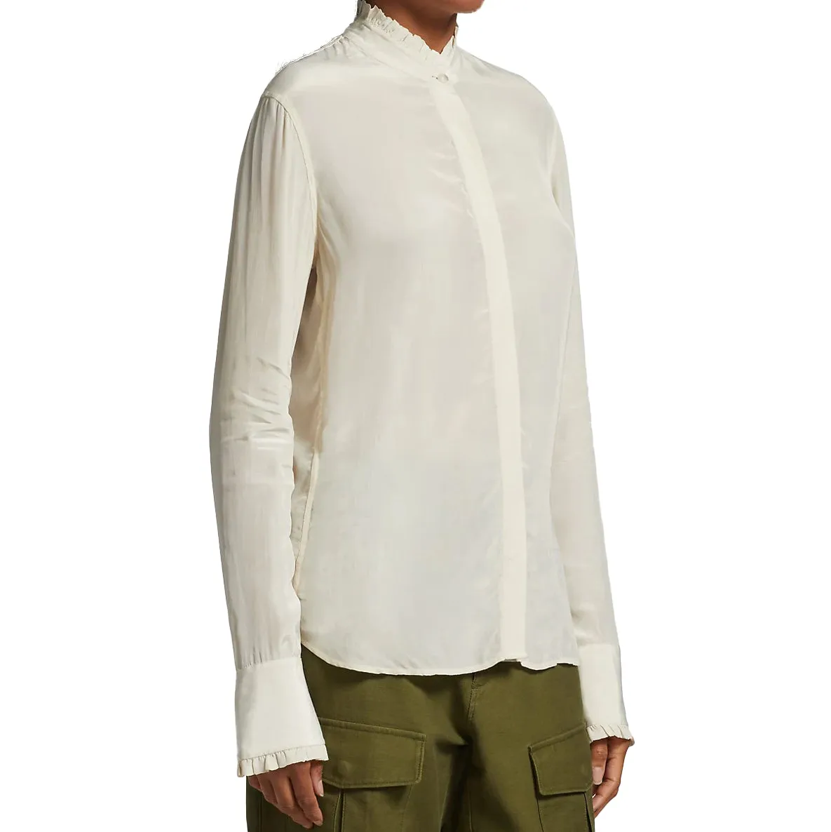 Rag & Bone Jordan Silk Ruffle Trim Blouse