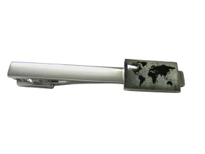 Rectangular World Map Square Tie Clip