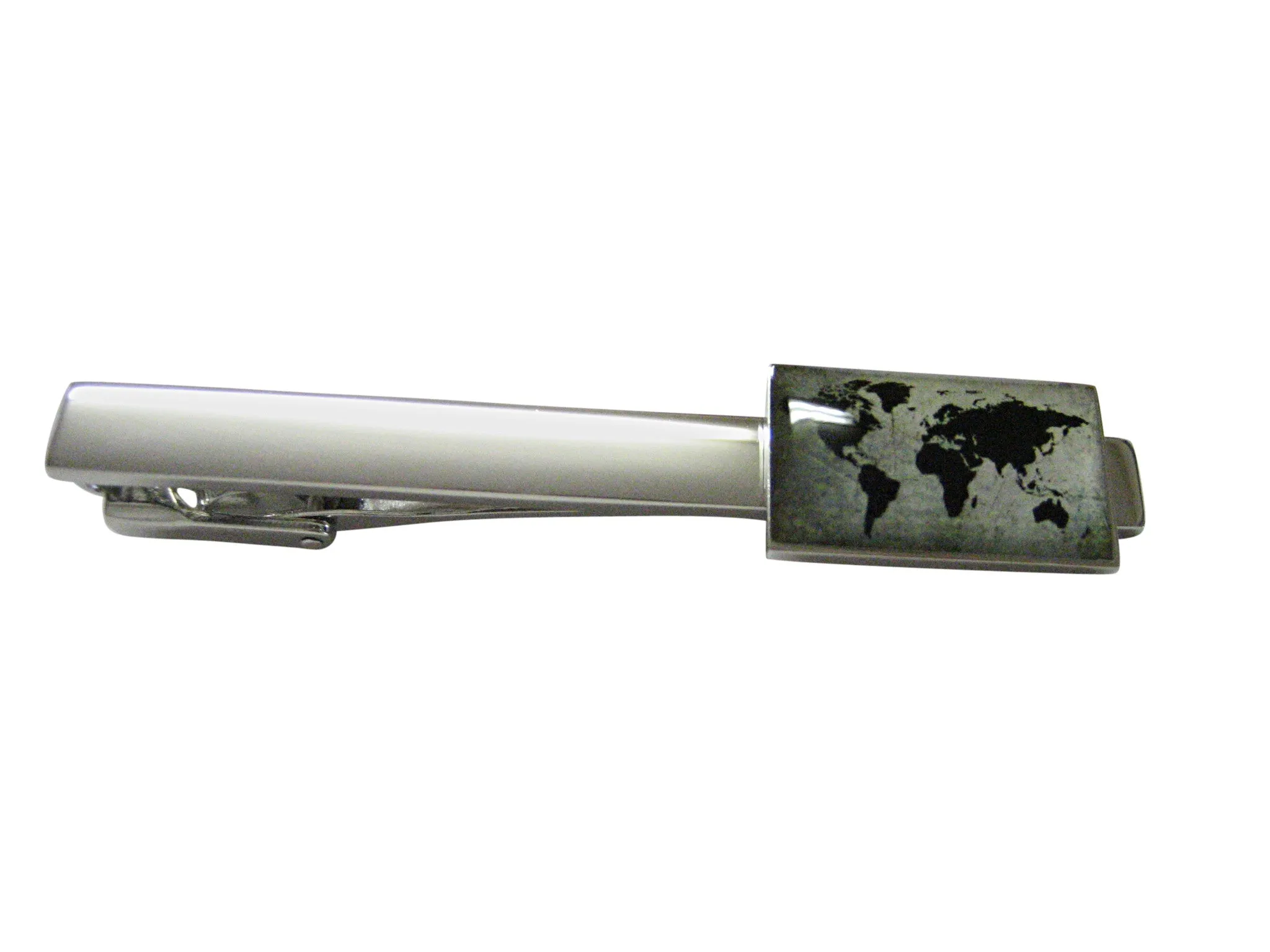 Rectangular World Map Square Tie Clip