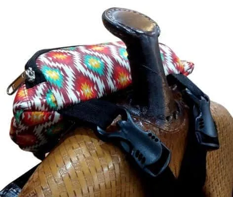 Red Aztec Print Insulated Nylon Saddle Pouch