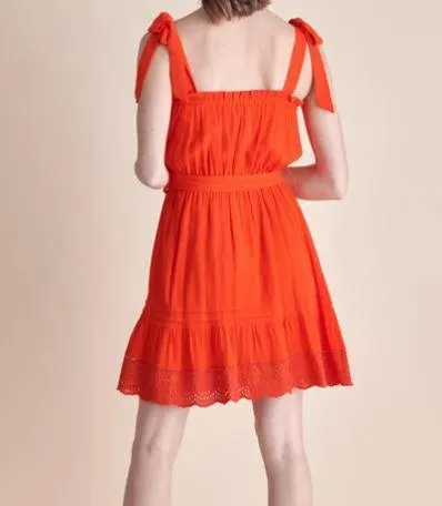 Red Woven Crepe Dress