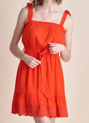 Red Woven Crepe Dress