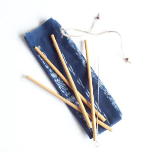 Reusable Bamboo Drinking Straws with Pouch and Tiny Brush