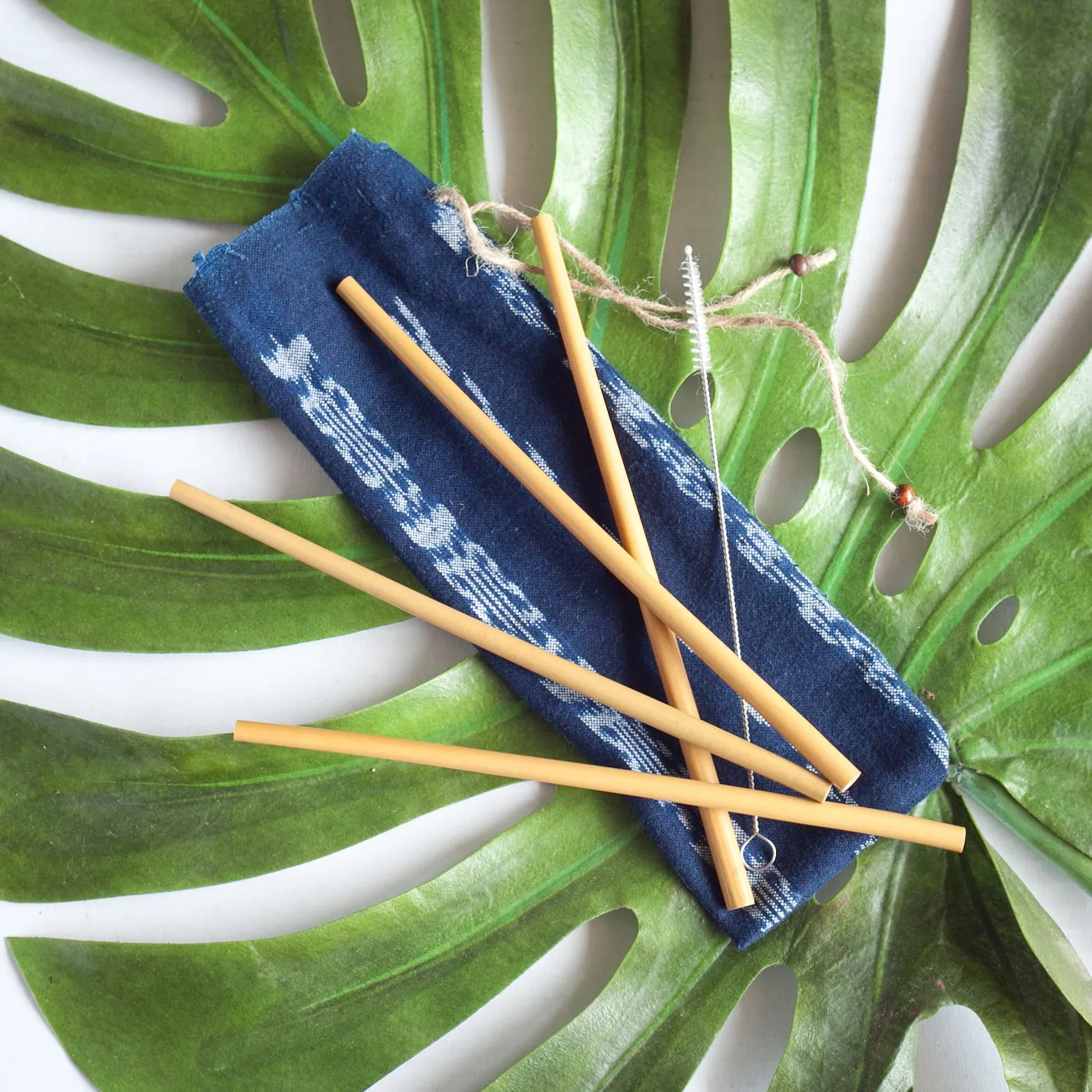 Reusable Bamboo Drinking Straws with Pouch and Tiny Brush