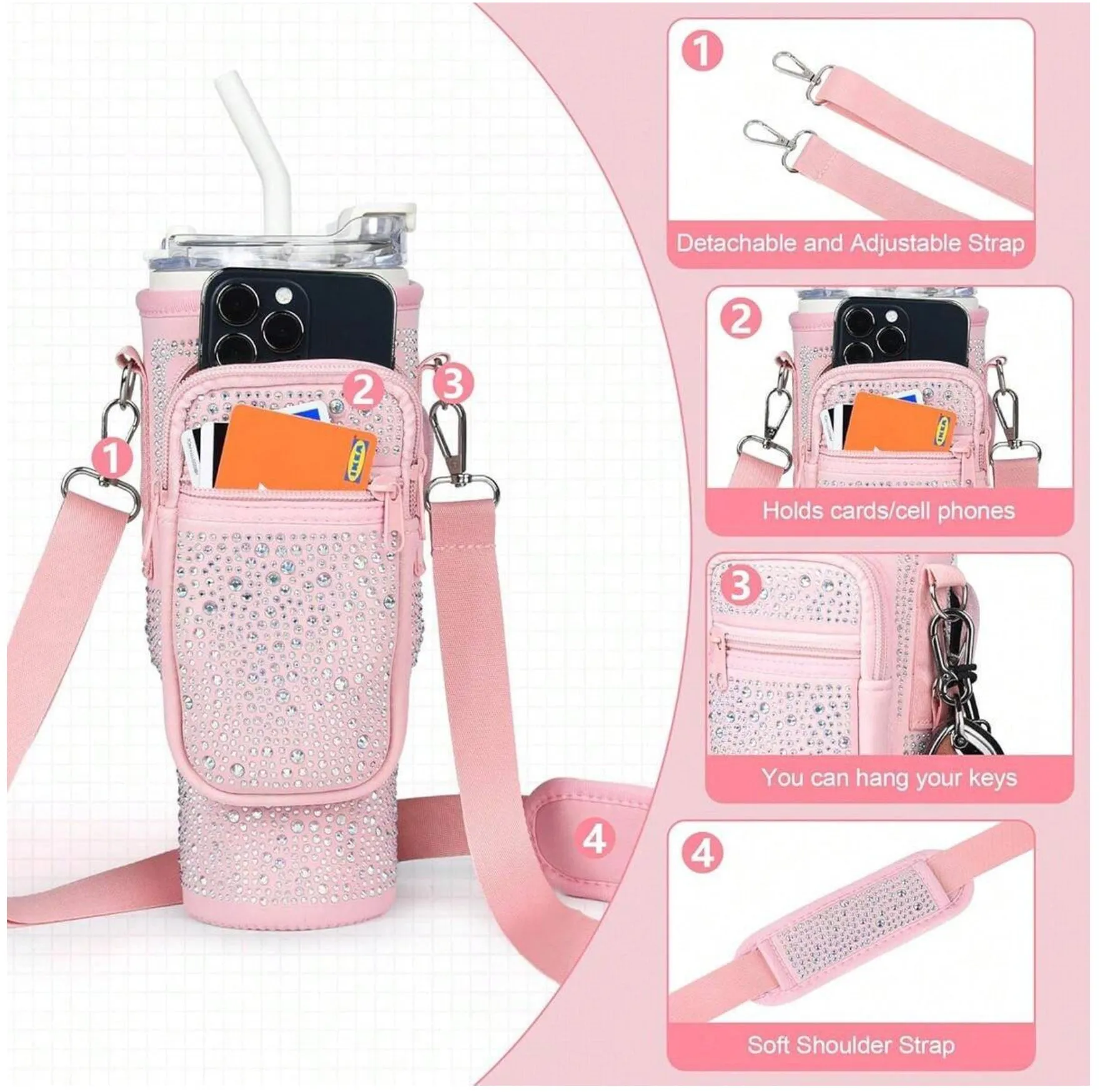 Rhinestone Bling 40oz Tumbler Koozie
