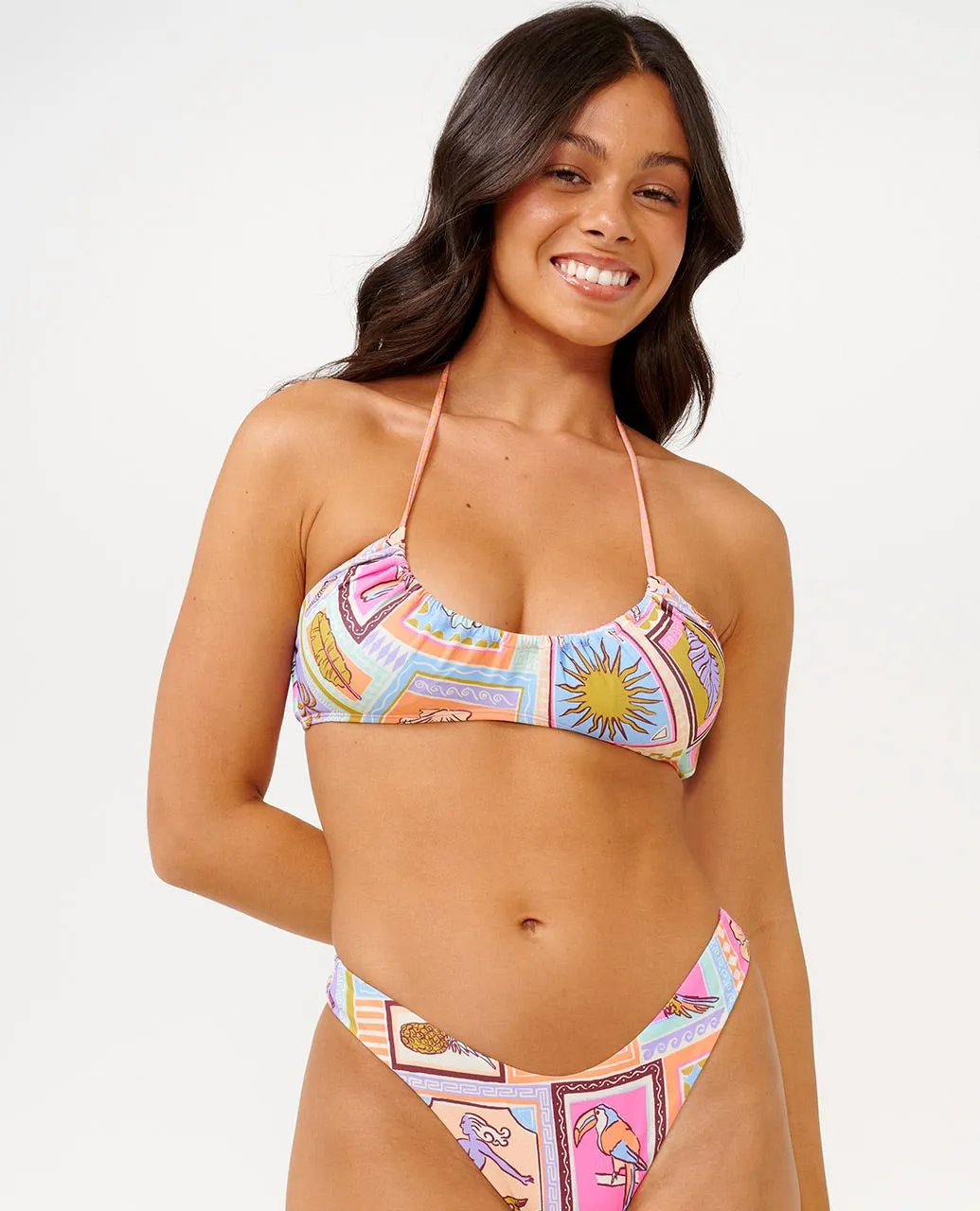 RIP CURL BEACH PARTY HIGH LEG CHEEKY - MULTICO