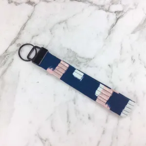 Rose Gold and Navy Brush Strokes Key Fob.