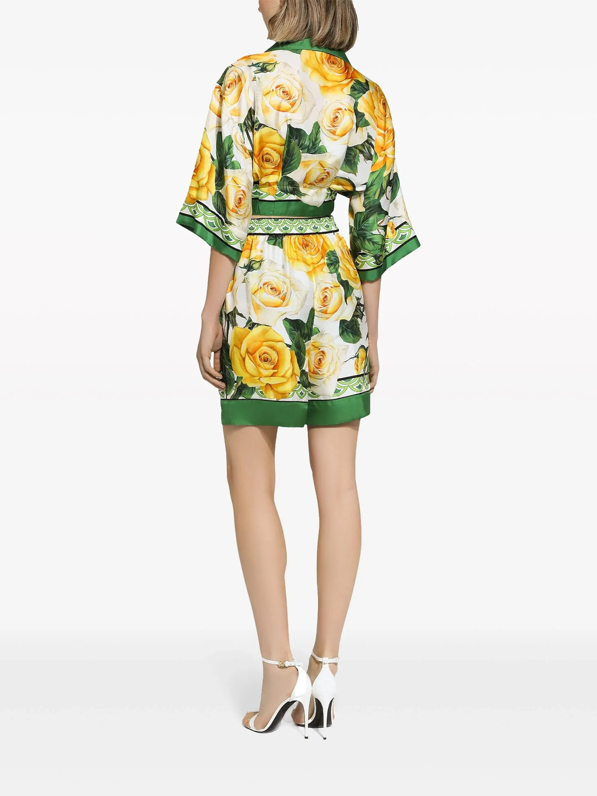 Rose-Print Silk Shorts