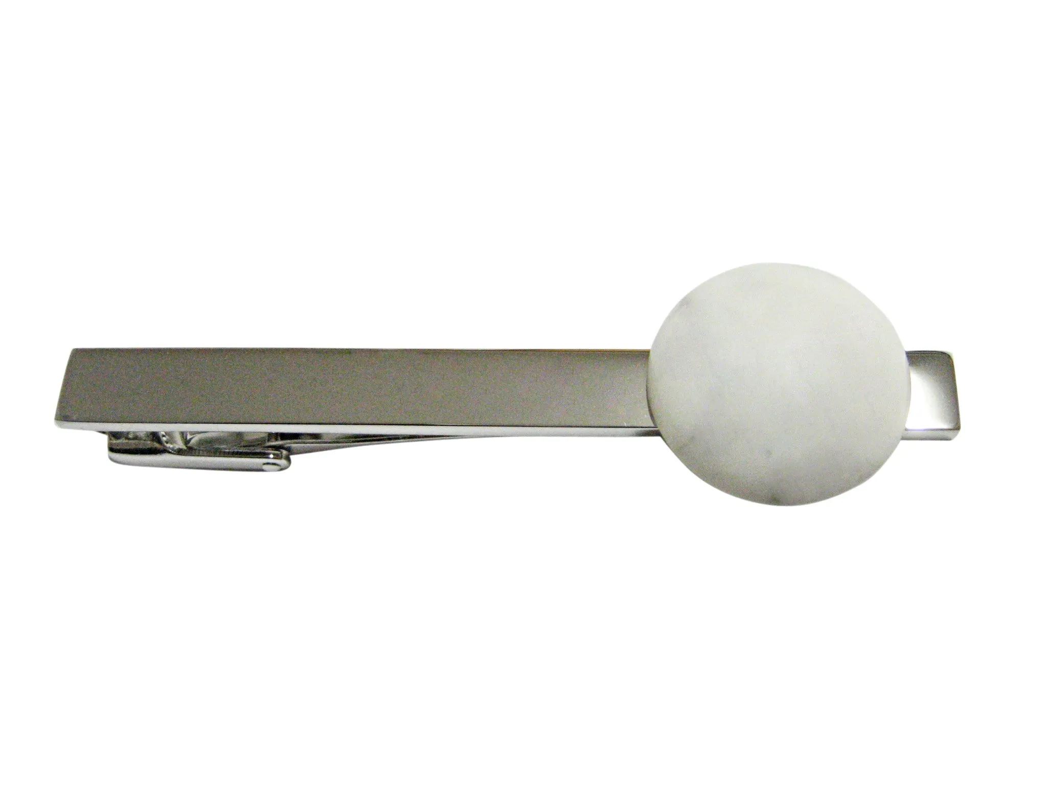 Round White Howlite Gemstone Tie Clip