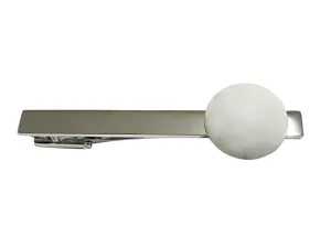 Round White Howlite Gemstone Tie Clip
