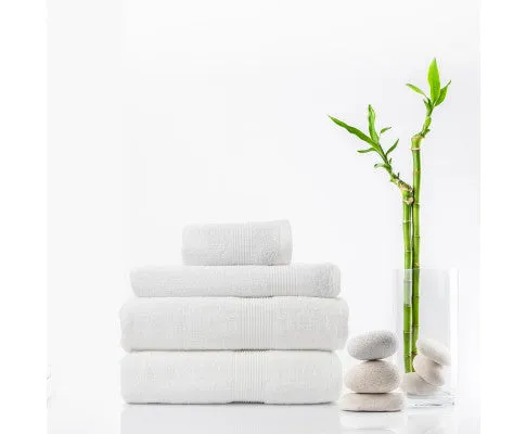Royal Comfort 4 Piece Cotton Bamboo Towel Set 450GSM Luxurious Absorbent Plush White