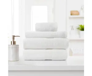 Royal Comfort 4 Piece Cotton Bamboo Towel Set 450GSM Luxurious Absorbent Plush White