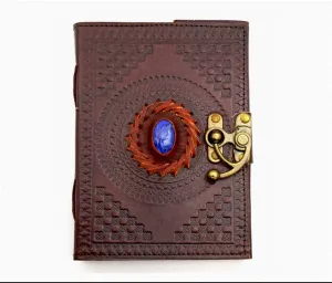 Sacred Eye Leather Embossed Journal w/Lapis Stone