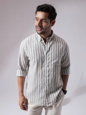 Sage Green Stripes Linen Cotton Shirt