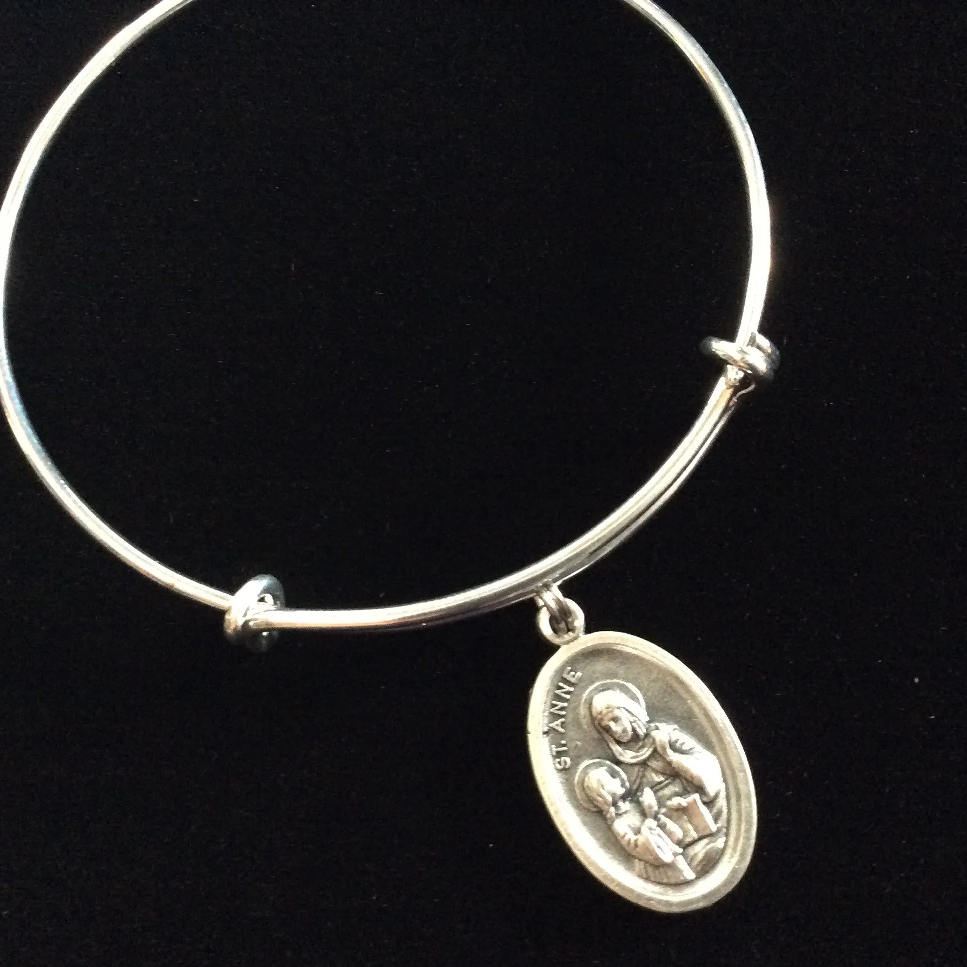Saint Anne Silver Expandable Bracelet Patron Saint of Pregnant Women and Mothers