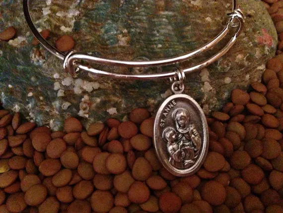 Saint Anne Silver Expandable Bracelet Patron Saint of Pregnant Women and Mothers