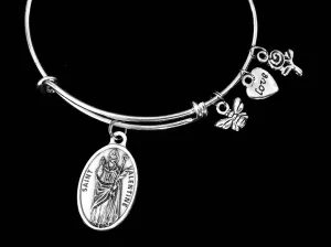 Saint Valentine Expandable Charm Bracelet Inspirational Jewelry Silver Adjustable Bangle Catholic Medal Meaningful Gift