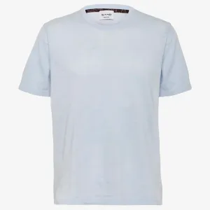 Sand Linen-Cotton T Shirt - Light Blue