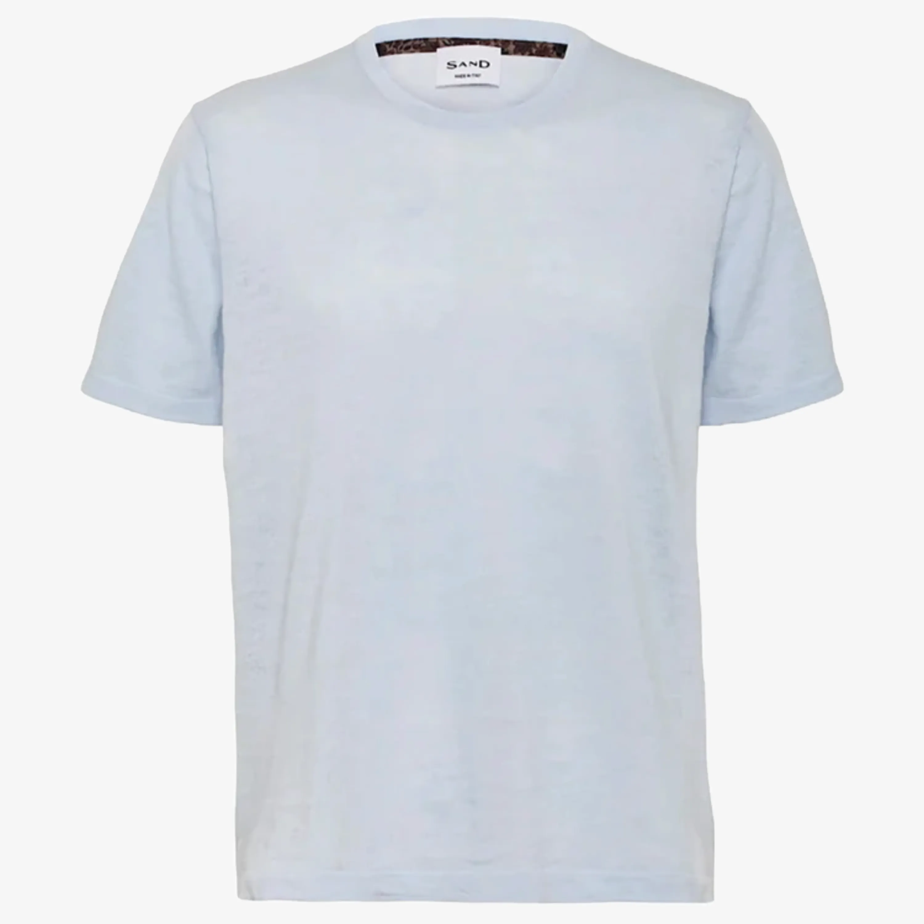 Sand Linen-Cotton T Shirt - Light Blue