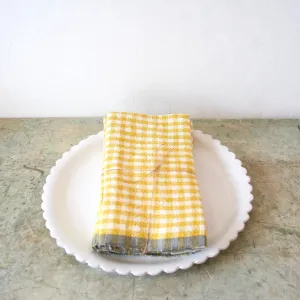 Set of Four Gingham Linen Napkins - Dijon