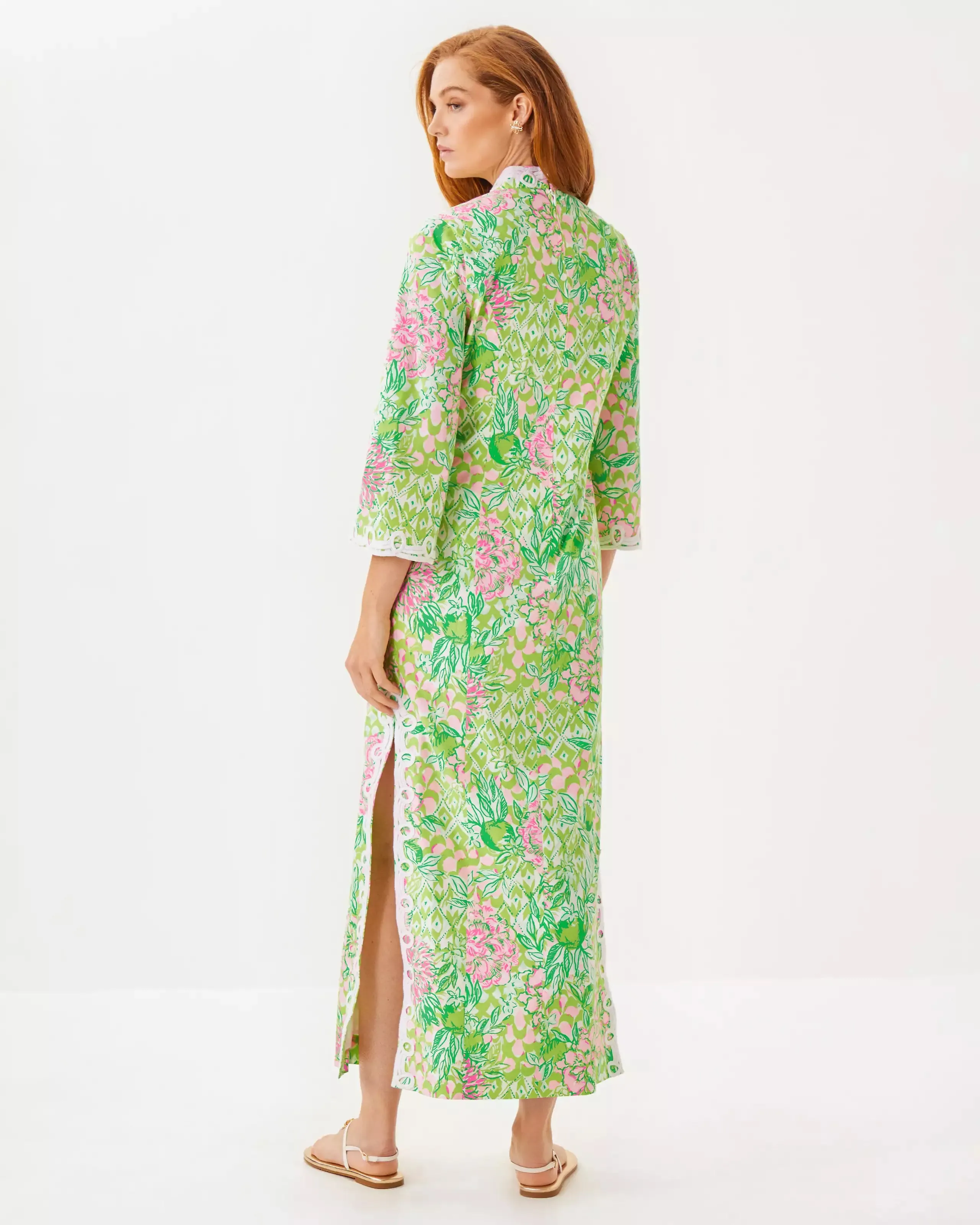 Shealyn 3/4 Sleeve Stretch Cotton Maxi Caftan