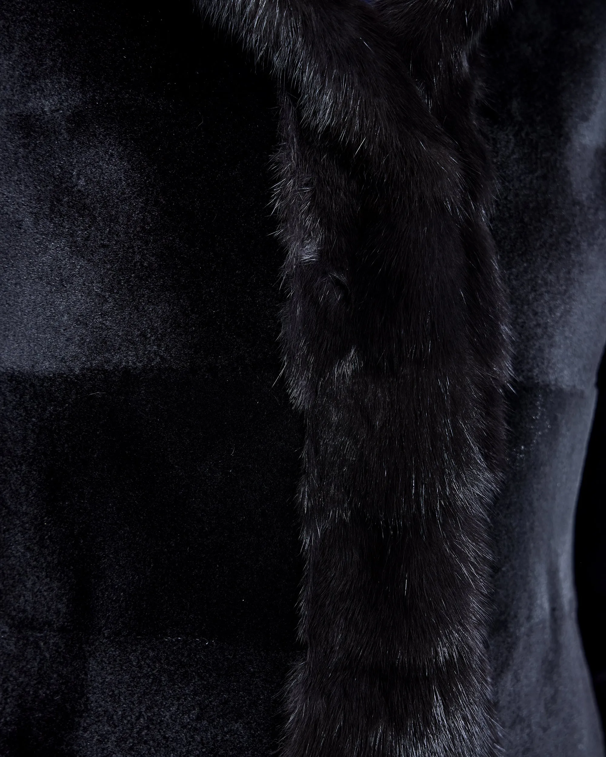 SHEARED MINK REVERSIBLE COAT WITH SABLE TRIMS