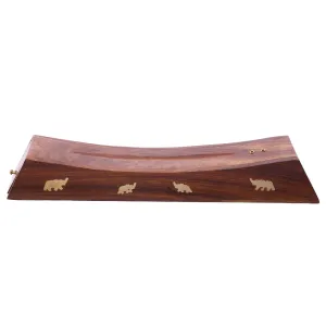 Sheesham Wood Ashcatcher Incense Sticks Burner Box with Elephant Inlay