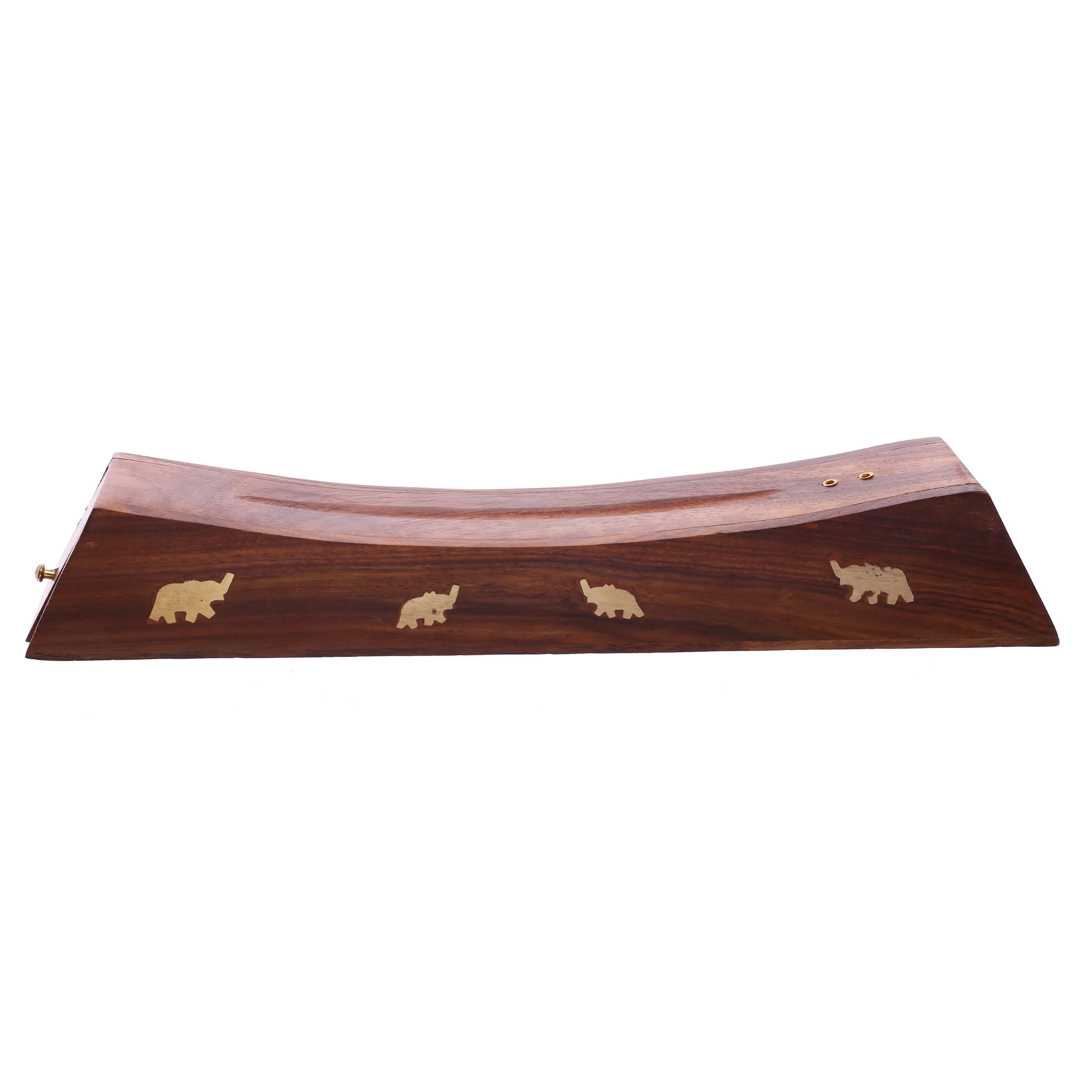 Sheesham Wood Ashcatcher Incense Sticks Burner Box with Elephant Inlay