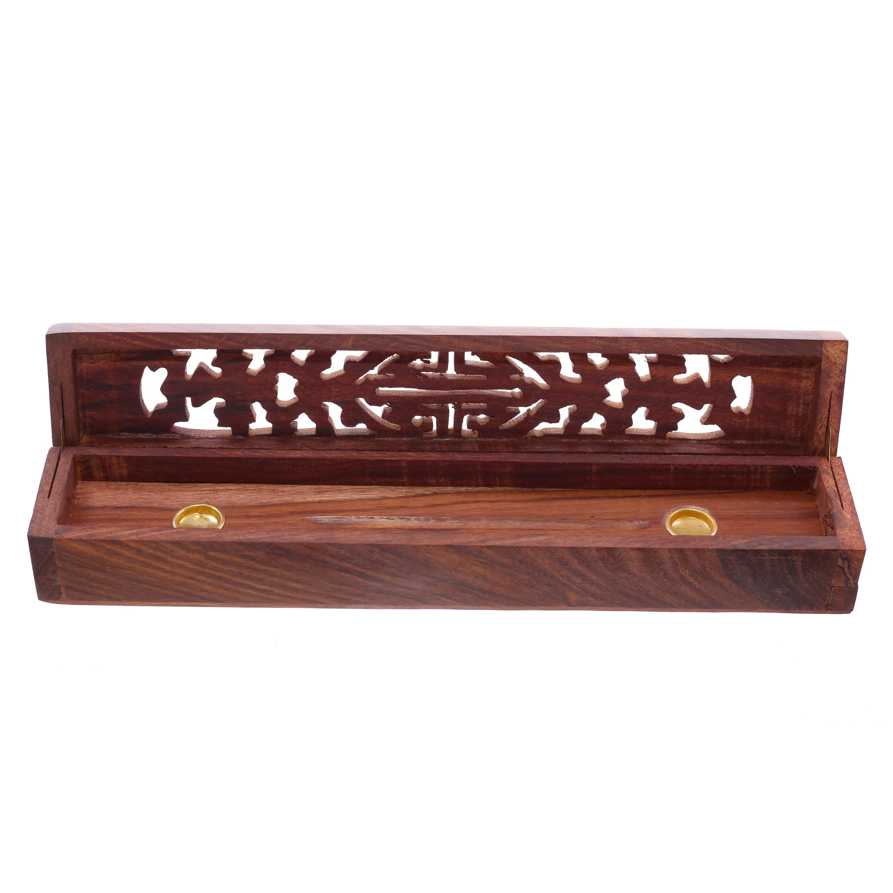 Sheesham Wood Carved Ashcatcher Incense Sticks & Cones Burner Box