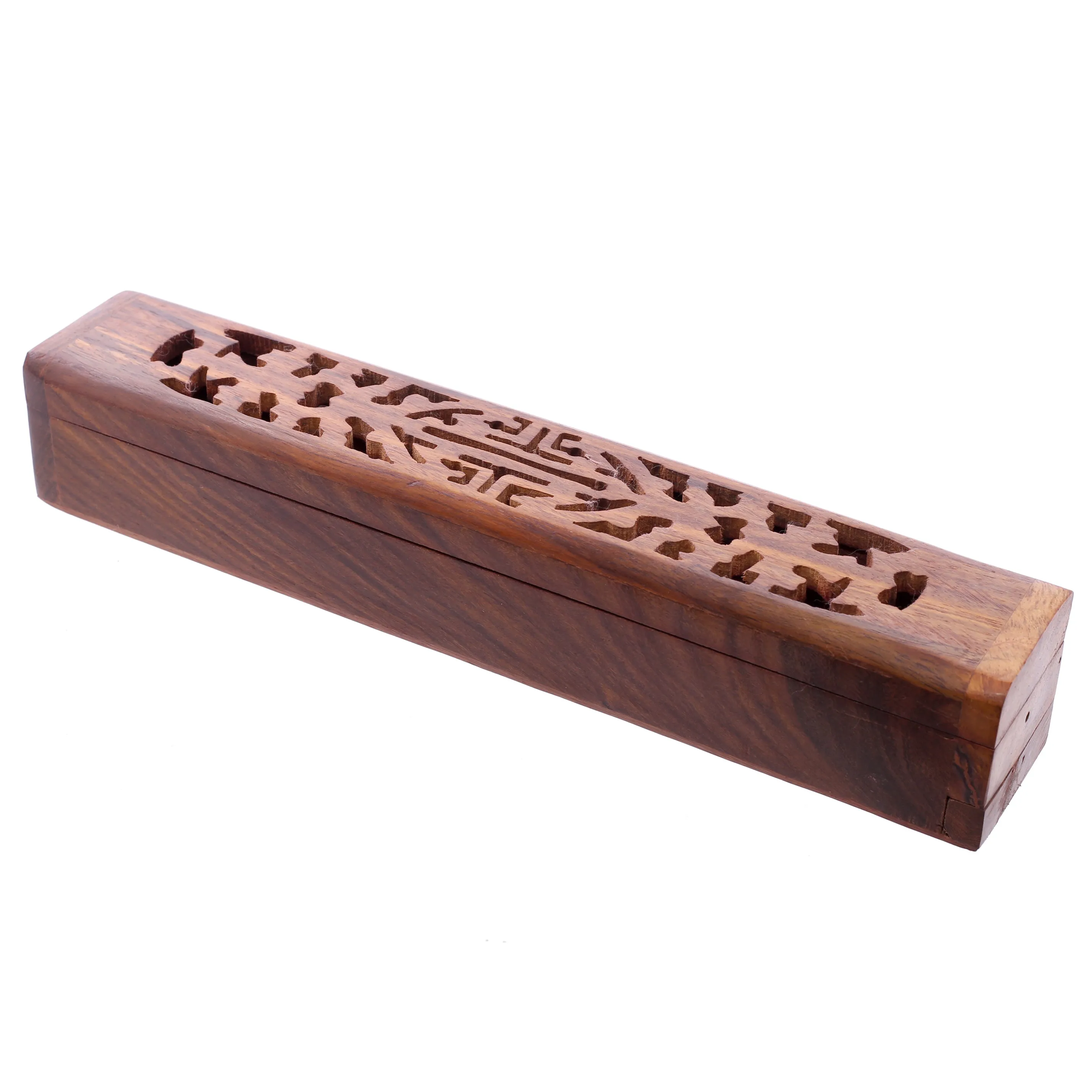 Sheesham Wood Carved Ashcatcher Incense Sticks & Cones Burner Box