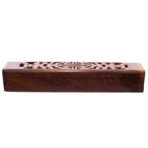 Sheesham Wood Carved Ashcatcher Incense Sticks & Cones Burner Box