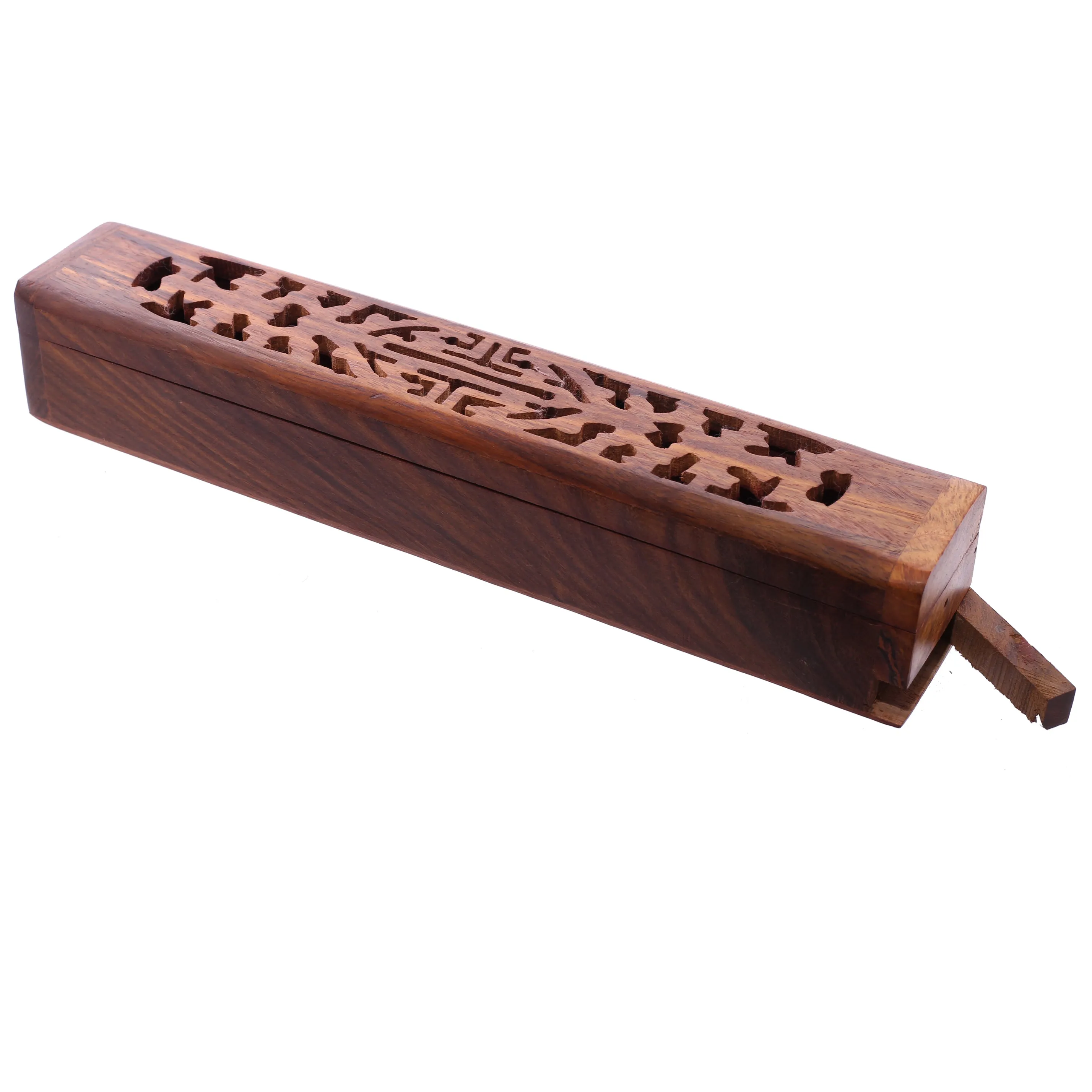 Sheesham Wood Carved Ashcatcher Incense Sticks & Cones Burner Box