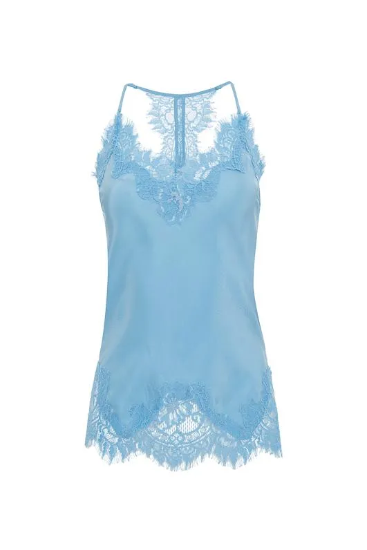 Silk Lace Razorback Cami Baby Blue