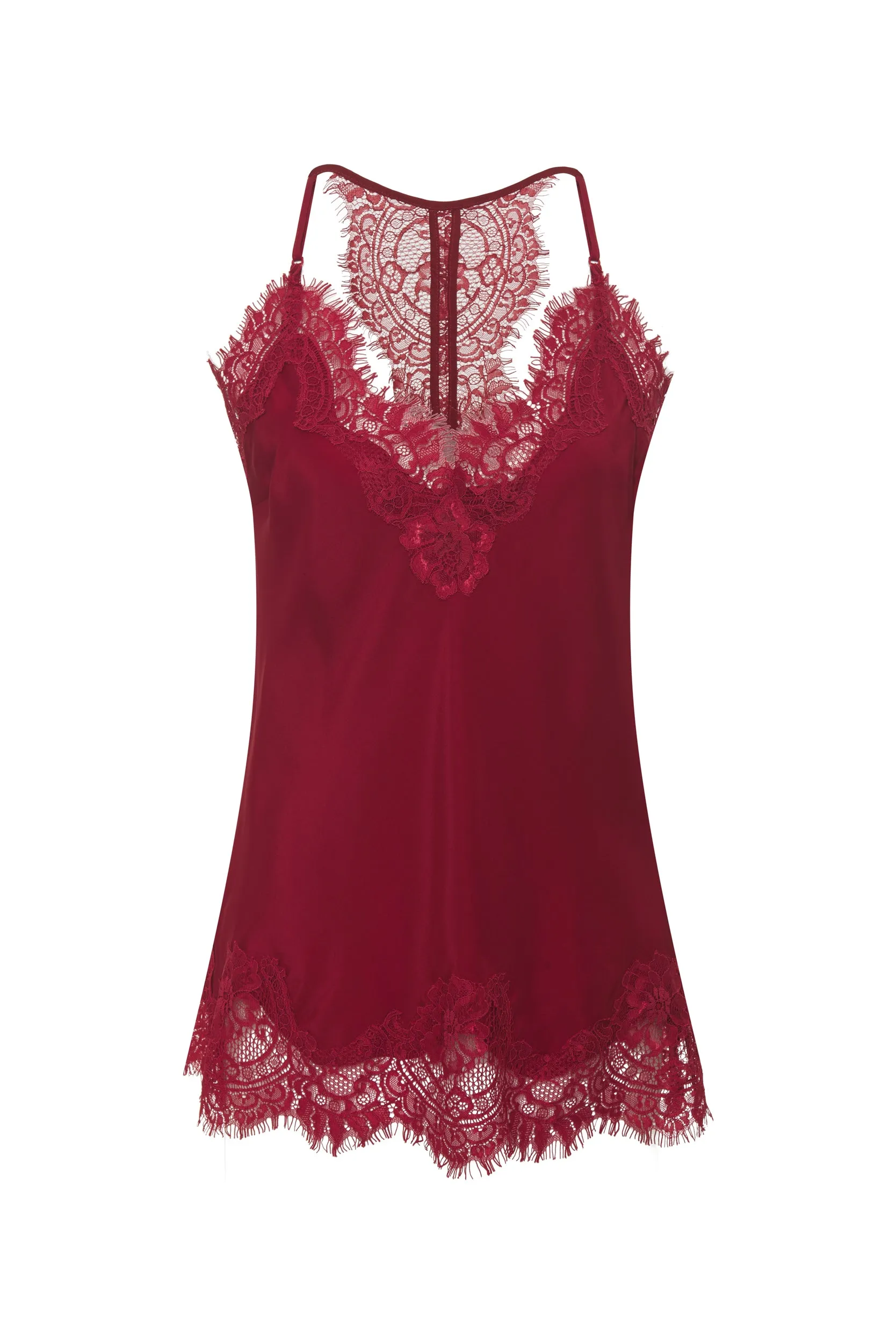 Silk Lace Razorback Cami Dalia Red