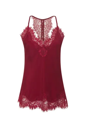 Silk Lace Razorback Cami Dalia Red
