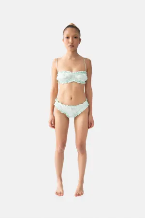 Silk Scalloped Bra in Mint