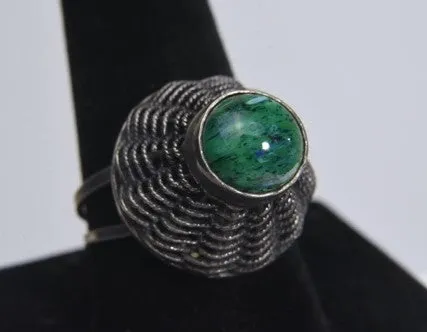 Silver Basket Weave Ring - Size 8  Expandable