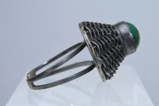 Silver Basket Weave Ring - Size 8  Expandable