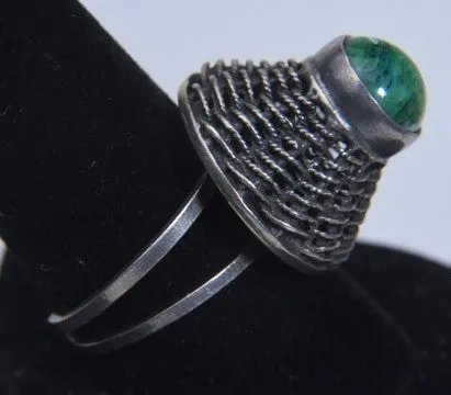 Silver Basket Weave Ring - Size 8  Expandable